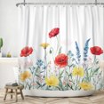 thumbnail image 5 of Duangreer Flower Botanical Shower Curtains with 12 Hooks, Boho Red Yellow Floral Waterproof Fabric Curtains for Bathroom, 72x78 Inches, 5 of 5