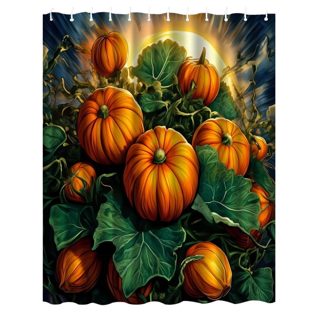 Höst Duschdraperier för Badrum, Höstpumpa Skörd Bondgård Thanksgiving Halloween Tyg Duschdraperi med Krokset