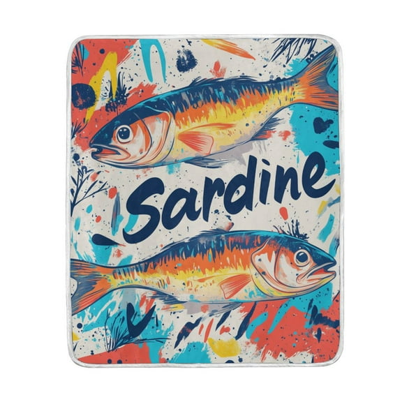 Yayeee Throw Blanket for Couch Soft Warm 50" x 60" Sofa Chair Bed Decoration, Yellow Sardines Pattern