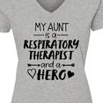 thumbnail image 4 of Inktastic My Aunt is a Respiratory Therapist and a Hero Women's V-Neck T-Shirt, 4 of 5