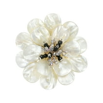 Stunning Mother of Pearl & Crystal Flower Blossom Brooch Pin