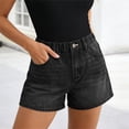 thumbnail image 6 of ClodeEU Women's Elaist Waist Denim Shorts,Casual Stretch Jean Shorts with Pockets Black,Women's Plus L, 6 of 9