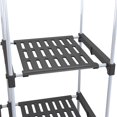 thumbnail image 4 of Portable wardrobe: a black multi-functional metal storage rack or wardrobe/closet, featuring 8 shelves and 1 hanging rod, with a freestanding design and easy to assemble., 4 of 14