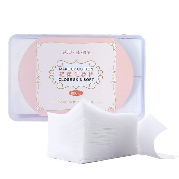RAGUPEL 1000 Pcs Thin Makeup Facial Cotton Pads,Square Facial Lips Eyes Makeup Remover Pads,Nails Polish Remover Cotton Pads,Non-Woven,Soft,Lint Free,for Toner