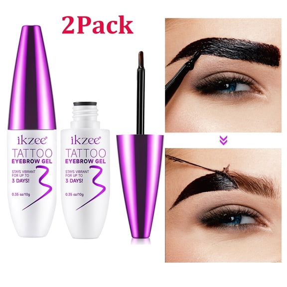 2Pack Tattoo Eyebrow Gel Long Lasting Up to 3 Days - Waterproof, Smudge-Proof & Easy Peel-Off, Semi-Permanent Brow Dye Gel, Dark Brown