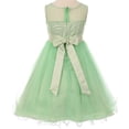 thumbnail image 3 of Sleeveless Pearl Coiled Mesh Ribbon Sash Easter Summer Flower Girls Dresses Big Girl Lime 8 CC 5015, 3 of 4
