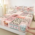 thumbnail image 3 of Castle Fairy Cowgirl Boots 4pcs Bed Sheets for Kids Children Teenagers,Western Floral Cactus King Sheets,Old Fashion Leopard Print Super Cozy Sheet Set,Lightweight Room Decor, 3 of 7