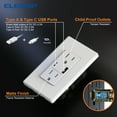 thumbnail image 6 of USB Outlet Receptacle, 21W 4.2A USB Electrical Outlet, USB C Wall Outlet, 15 Amp Duplex Tamper Resistant Outlet with Type A & Type C Ports, Wall Plate Included, UL Listed, White, 6 of 8