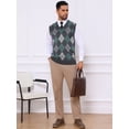 thumbnail image 5 of DARING DIVA Men's Casual Knit Sleeveless V-Neck Plaid Argyle Sweater Vest M Dark Gray, 5 of 7