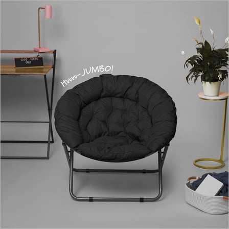 Oversized Polycanvas Foldable Saucer Chair, Black
