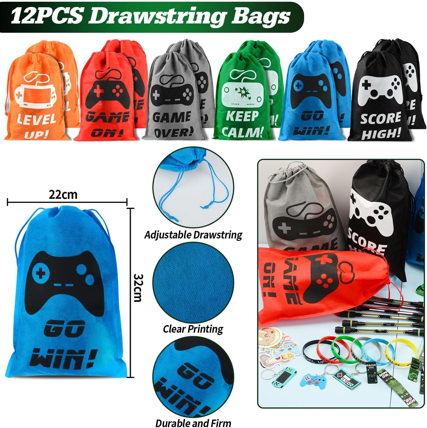 Video Game Party Favors, 124 PCS Gaming Birthday Party Supplies for Kids Gamer