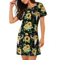 thumbnail image 2 of Disketp Sunflower Skull Boho para Camisón Corto de Manga Corta para Mujeres, Camisón Cómodo con Escote Redondo, Bonito y Confortable, 2 of 6