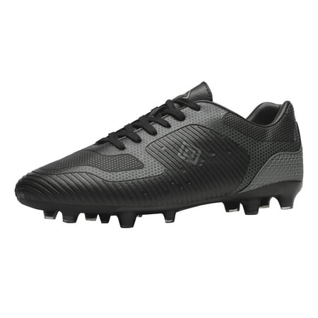 DREAM PAIRS Mens Soccer Cleats Outdoor Football Shoes Firm Ground Soccer Shoes SUPERFLIGHT-2 BLACK/GREY Size 8