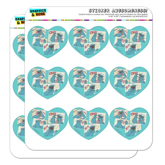 Sesame Street Cookie Monster Comic Heart Shaped Planner Calendar Scrapbook Craft Stickers