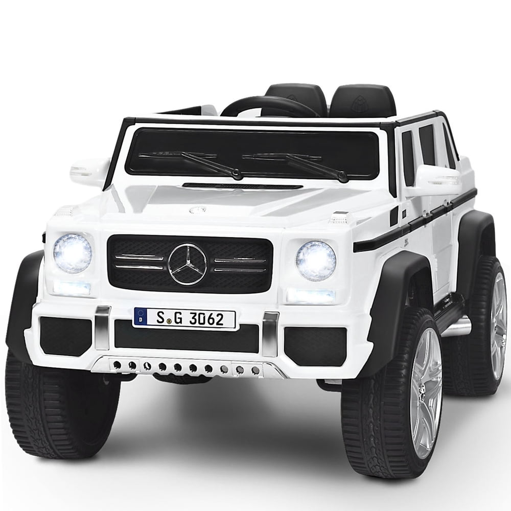 Topbuy Licensed Mercedes Benz 12V Electric Kids RC Car Battery Powered Ride on Car White/Navy