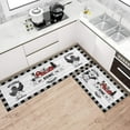 thumbnail image 3 of Farmhouse Kitchen Rugs Sets of 2 Buffalo Plaid Black and White Rooster Cow Kitchen Rug Washable Non-Slip Kitchen Mats for Floor 2 Piece Farmhouse Kitchen Decor, 3 of 6