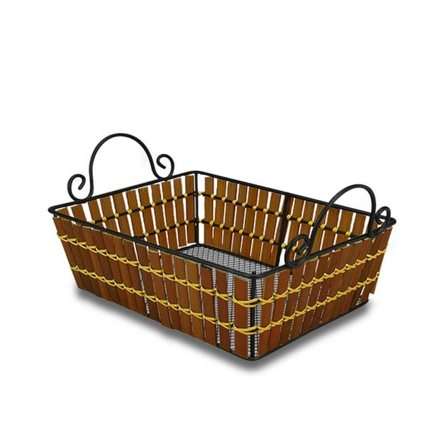 Dark Brown Bamboo metal Frame basket 11" X 8 1/2" X 3" Christmas