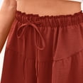 thumbnail image 4 of Audhol Shorts for Women Womens Shorts 2025 Summer Drawstring Ruffle Elastic High Waist Solid Color Casual Beach Shorts with Pockets Womens Shorts Casual Wine M, 4 of 6