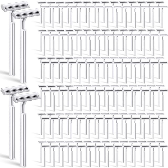 300 Pcs Rasoirs Jetables en Vrac pour Hommes Femmes Emballés Individuellement en Acier Inoxydable Hôtel Invité Rasoirs de Rasage Sécurité Lames Doubles pour Maison Voyage Usage à la Maison Portable, Blanc
