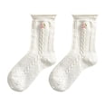 thumbnail image 4 of OOOUM Women Embroidery Mid Calf Socks Crochet Ruffle Crew Socks Fashion Sweet Ankle Socks White, 4 of 4