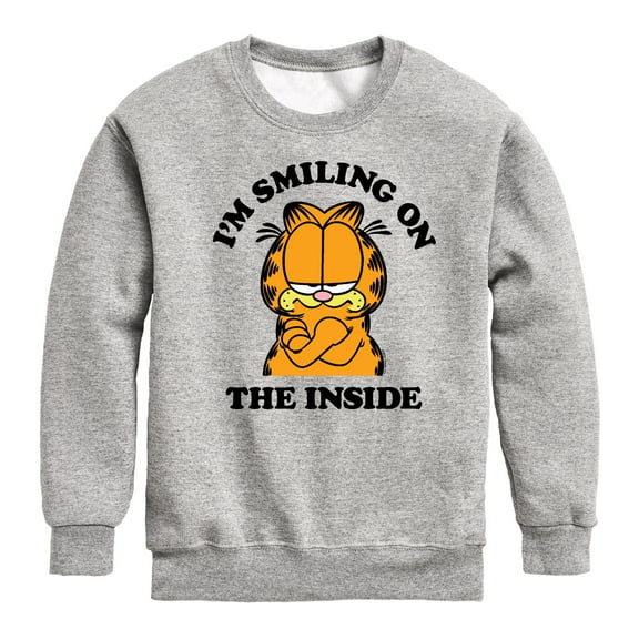 Garfield - Smiling On The Inside - Toddler And Youth Crewneck Fleece Sweatshirt
