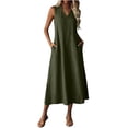 thumbnail image 2 of Horkkom Maxi Dresses for Women Sleeveless Linen Summer Dresses Beach Casual Long Dresses with Pockets, S-2XL, 2 of 9