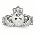 thumbnail image 5 of Stainless Steel Polished Irish Claddagh Celtic Trinity Knot With Religious Faith Cross Ring Size 12 Jewelry for Women, 5 of 7