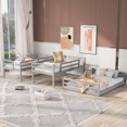 thumbnail image 2 of Harper & Bright Designs Twin Over Twin Over Full Triple Bunk Bed, Wood Triple Bed with Convertible Ladder and Slide, Bunk Bed with Slide (Twin/Twin/Full with Slide, Gray), 2 of 10