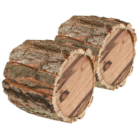 Niceauty 2Pcs Light Brown Wood Stump Decor Planters Flower Pots for Outdoor