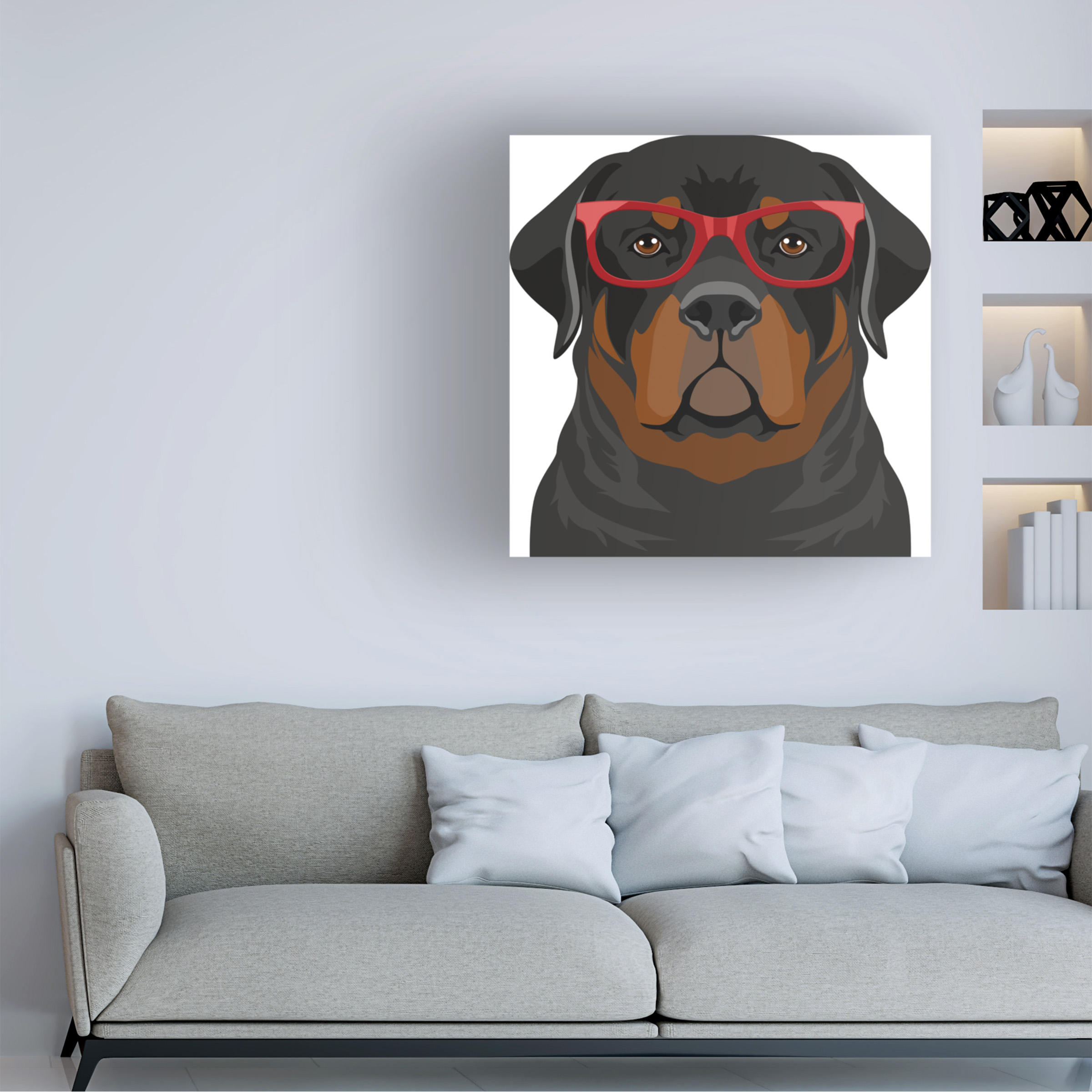 Furbaby Affiliates 'Rottweiler Wearing Hipster Glasses 1' Canvas Art