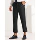 thumbnail image 2 of Pantalones de vestir recortados pahombre Pantalones lisos al tobillo con frente plano Negro 30, 2 of 6