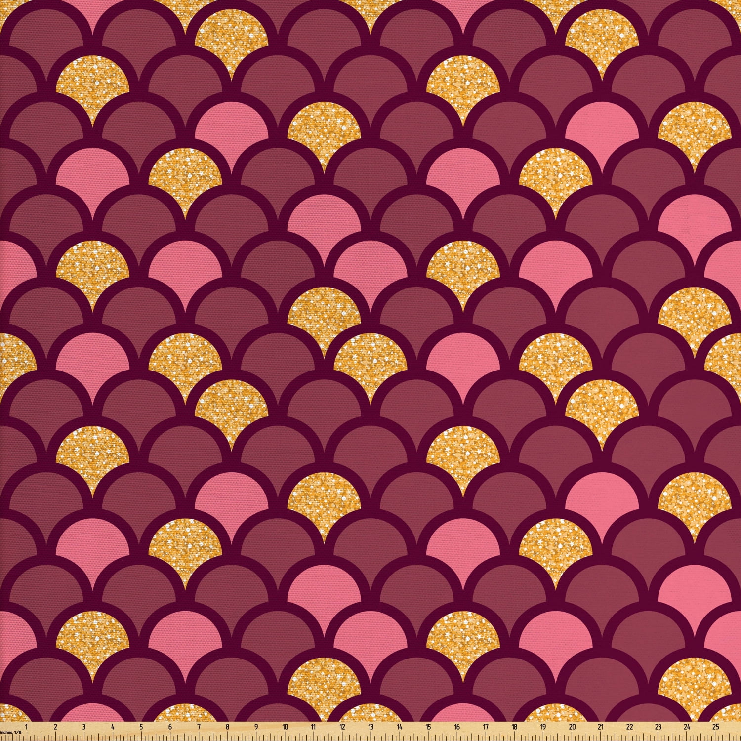 Fish Scale Fabric by The Yard, Overlapping Arc Shapes Traditional