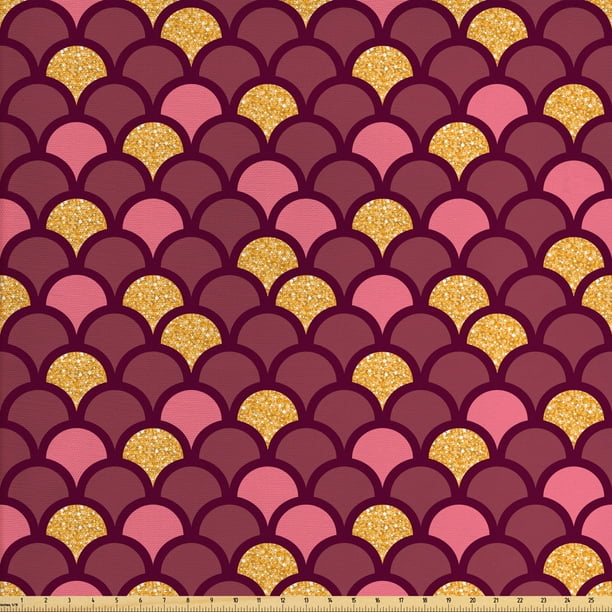 Fish Scale Fabric by The Yard, Overlapping Arc Shapes Traditional