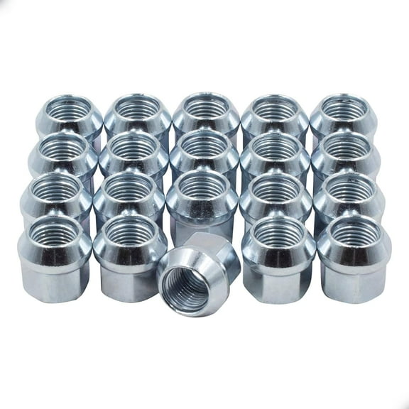 Wheel Accessories Parts Set of 20 14x1.5 Open End Lug Nuts Zinc Finish Bulge Acorn 19mm (3/4") Hex, 22mm (0.84in) Length, M14x1.50 Thread Cone Seat Wheel Lug Nuts