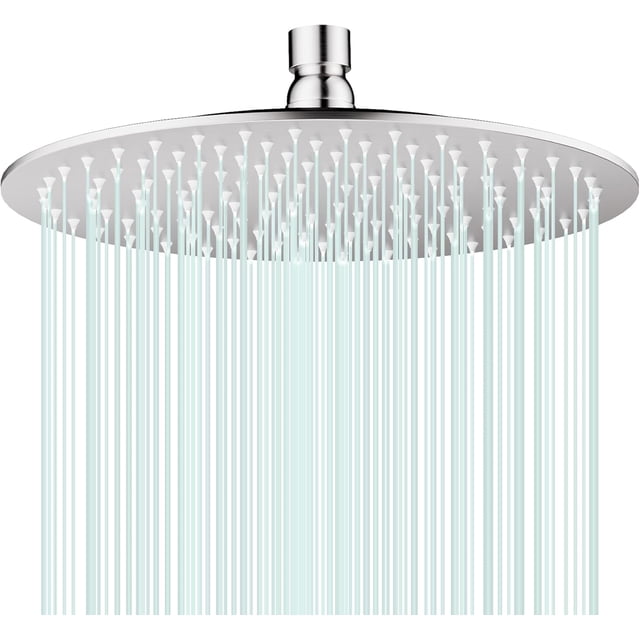 Pommeau de Douche Pluie Rond Haute Débit Acier Inoxydable Design Haute Pression (B-Chrome 12)