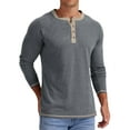 thumbnail image 3 of GENTS BLISS Crew Neck Henley Men Shirts Long Sleeve Shirts for Men Casual Color Block Tops, 3 of 6