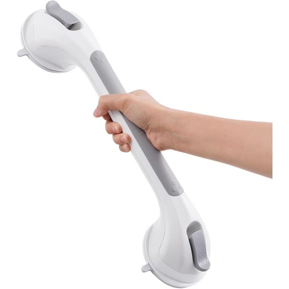 Shower Grab Bar 16 Inch Suction Cup Grab Bars for Bathroom, Removable Shower Safety Handle Heavy Duty Bathtub Grip for Seniors & Elderly, Strong Handrails No Drilling Waterproof, Grey