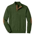 thumbnail image 2 of UDAUDU Men's Knitted Sweatshirt Casual Outdoor Long Sleeve with Elbow Patches Stand Collar Pullover Sweatshirt Button Quarter Sweater Army Green XL, 2 of 6