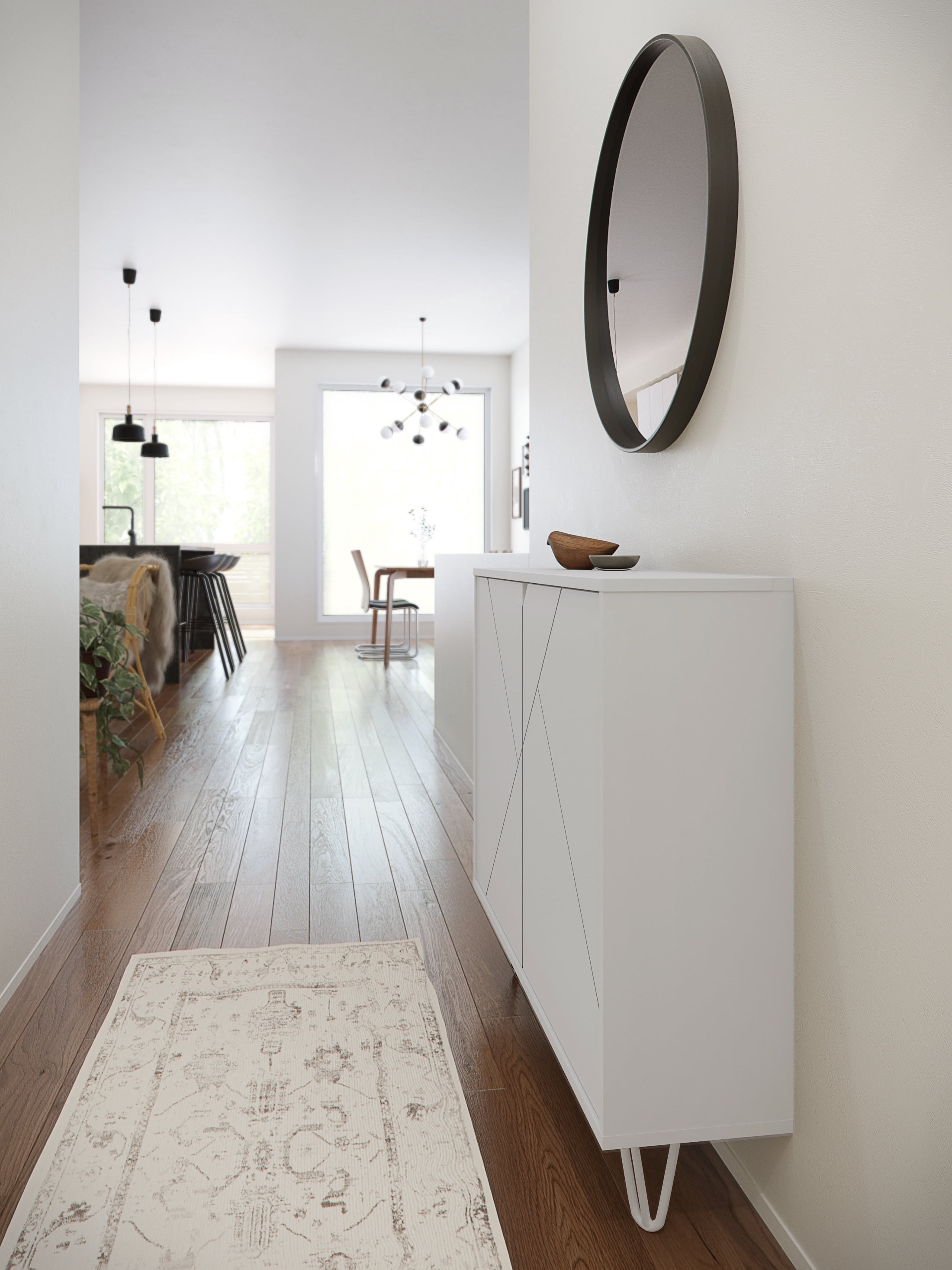 Nexera Slim Modern Wood Accent Cabinet with 2 Doors, White