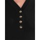 thumbnail image 5 of INSPIRAR CHIC Blusas de Mujer de Punto Acanalado con Cuello en V y Botones de Manga Corta M Negro, 5 of 6