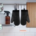 thumbnail image 5 of Guantes para horno Manoplas de silicona para horno, resistentes al calor hasta 260 °C, guantes largos antideslizantes para cocinar y hornear (negro), 5 of 5