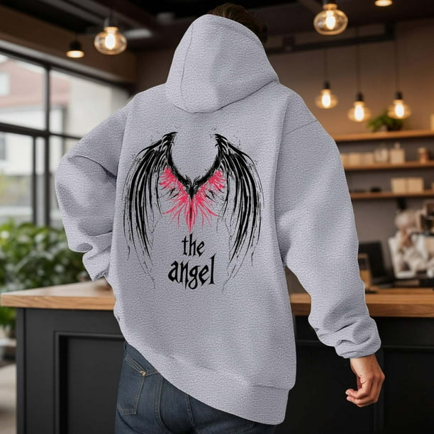 MHFRRA Sudadera con Capucha y Estampado de Ángel de Invierno, Informal, Suave, Cómoda, Cálida y Gruesa, de Manga Larga, para Actividades Al Aire Libre Multicolor