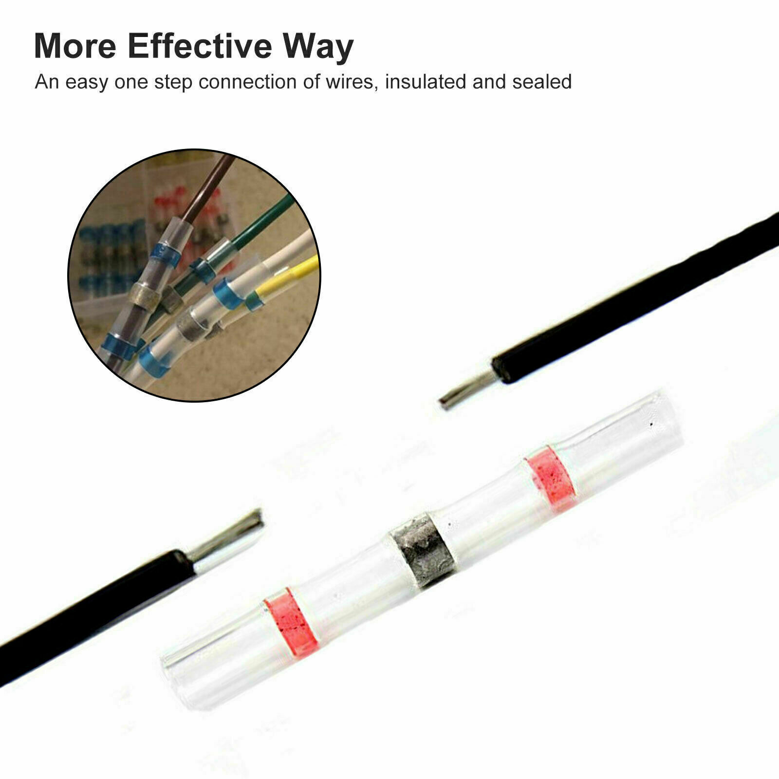 400x Waterproof Solder Seal Sleeve Heat Shrink Wire Connector Terminals Blue+Red