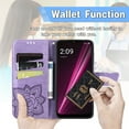 thumbnail image 2 of Allytech T-Mobile REVVL 6 5G Flip Wallet Case, Luxury PU Leather [Butterfly & Flower Embossed] Magnetic Clasp Stand Case Built-in Card Slots & Cash Pocket, Shockproof Wrist Strap Case, Lightpurple, 2 of 7