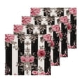 thumbnail image 2 of BZSMCE Towel Cotton Face Towel Soft Hand Towels Fashion Black White Stripes Pink Roses Pattern, 2 of 9