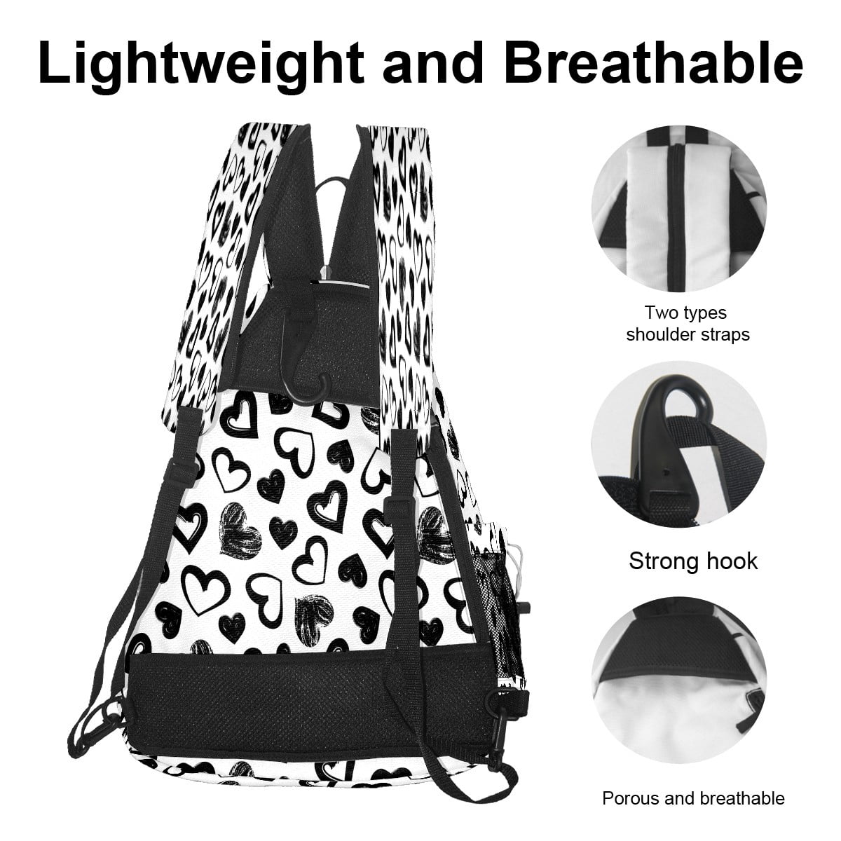 Pickleball Bags for Men Women Pickleball Backpack with Large Capacity Lightweight Adjustable Pickleball Sling Bag Hold Paddles, Balls, Accessories Love Theme Hearts Valentines Day (2)