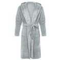 thumbnail image 3 of Floleo Clearance Fall Clothes For Women Women Winter Lengthened Plush Shawl Bathrobe Long Sleeve Robe Hooded Coat Gray, 3 of 5