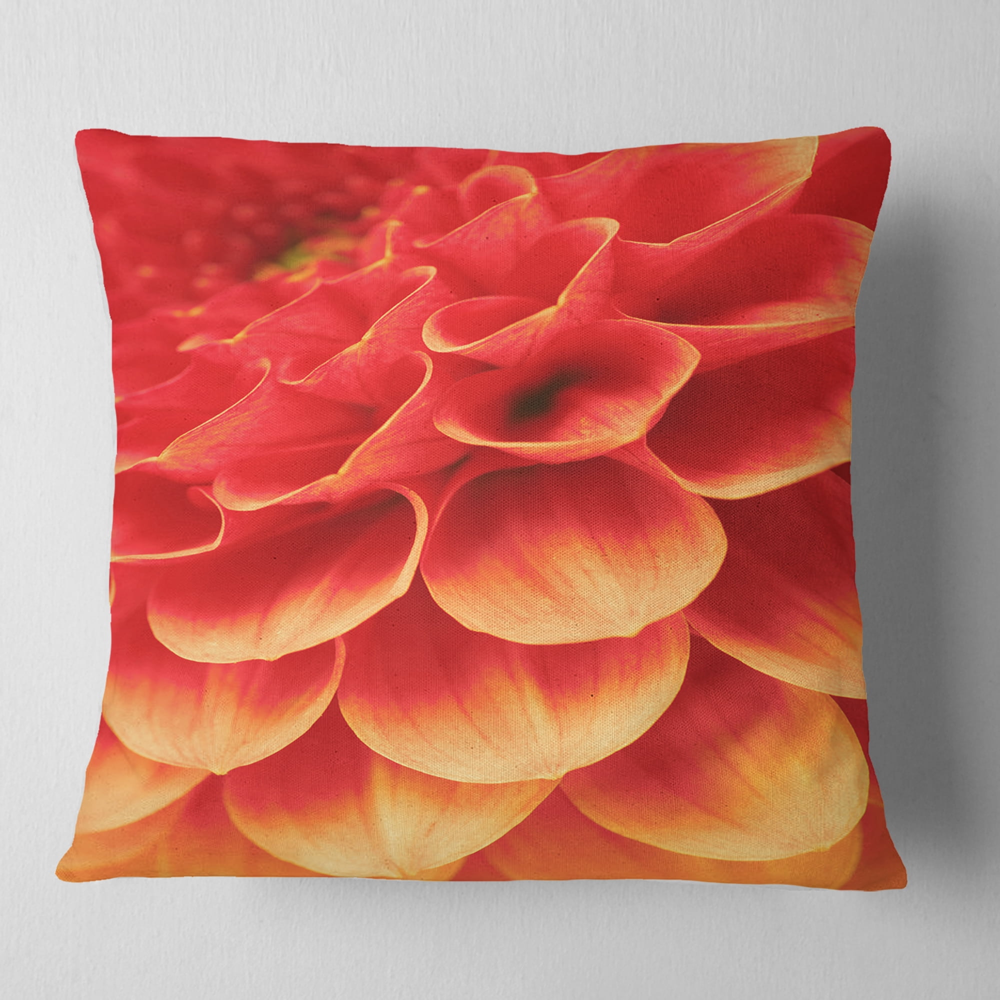 Designart 16" x 16" Orange Polyester Throw Pillow