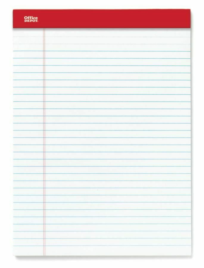 Office Depot Brand LegalRuled White Perforated Writing Pads, 12Pk