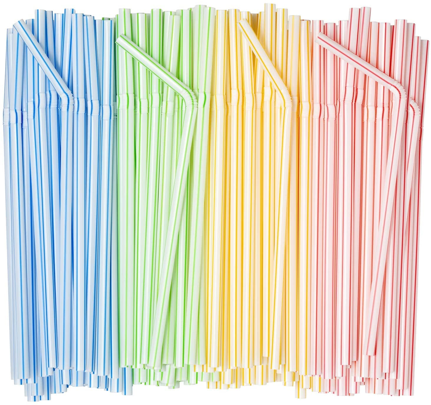 200-400 Multicolor Flexible Plastic Straws For Parties Birthdays Baby Showers.. 